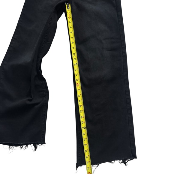OAT NEW YORK Black Wide Leg Raw Hem Jeans High Rise Women Size 4 27 Grunge Retro - Picture 8 of 12